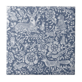 Denim Blue Woodland Floresta Animal Coelho dos Vea