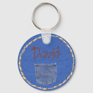 Denim chaveiro e bolso com nome