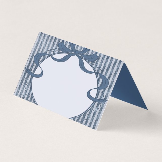 Denim Coquette Bow Blue Jean Baby Place Card Party (Frente)