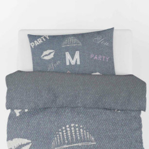 Denim Diamantes Glitter Personalizado Garota Adole