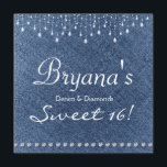 Denim Diamantes Sparkle Bling Sweet 16 Convite<br><div class="desc">Denim Diamantes Sparkle Bling 16 Convite. Personalizar para qualquer evento.</div>