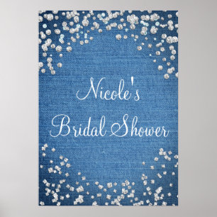 Denim & Diamonds Scattered Bling Poster Banner
