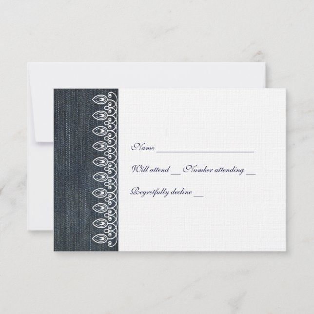 Denim e Lace Rsvp com envelope (Frente)