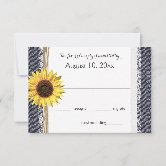 Denim e Lace Sunflower Weding RSVP (Frente)