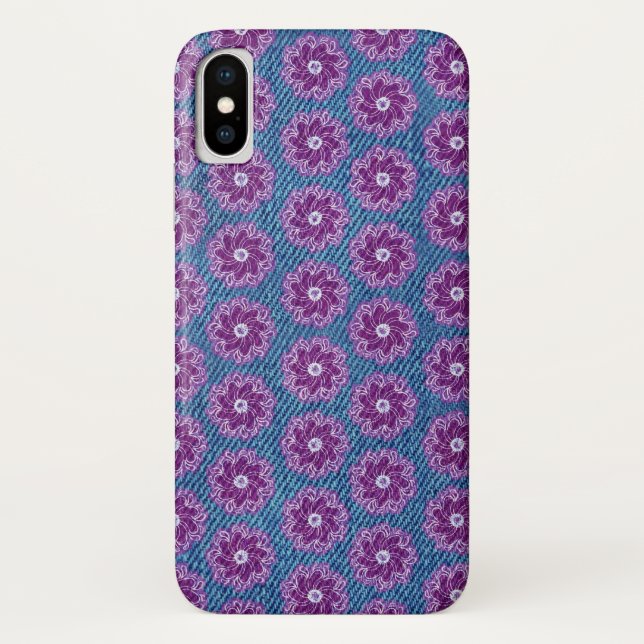 Denim & flores roxa/ capas de iphone azul (Verso)