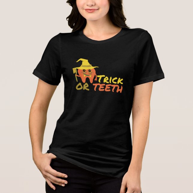 Dental Halloween Trick ou Teeth Engraçado Dentista (Frente)