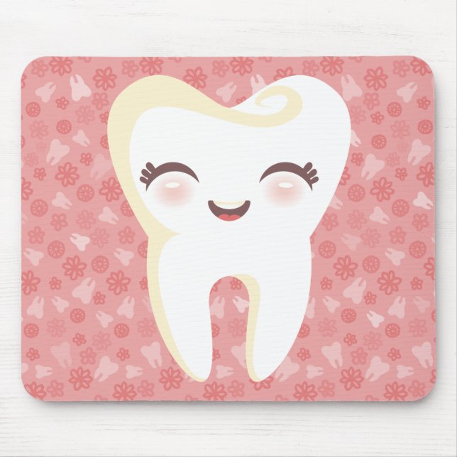 Dente bonito - Mousepad customizável cor-de-rosa (Frente)