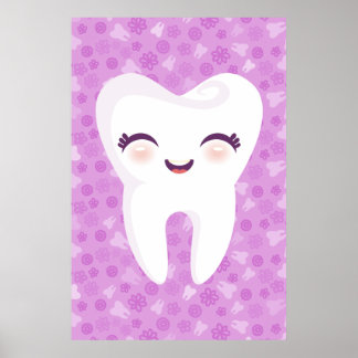 Dente cômodo na Poster de Arte de Parede Púrpura