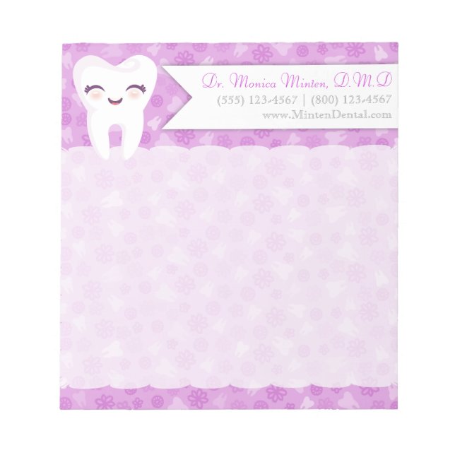 Dente Cute - Bloco de Notas Personalizado Roxo (Frente)