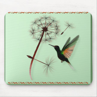 Dente-de-leão e colibri verde pequeno Mousepad