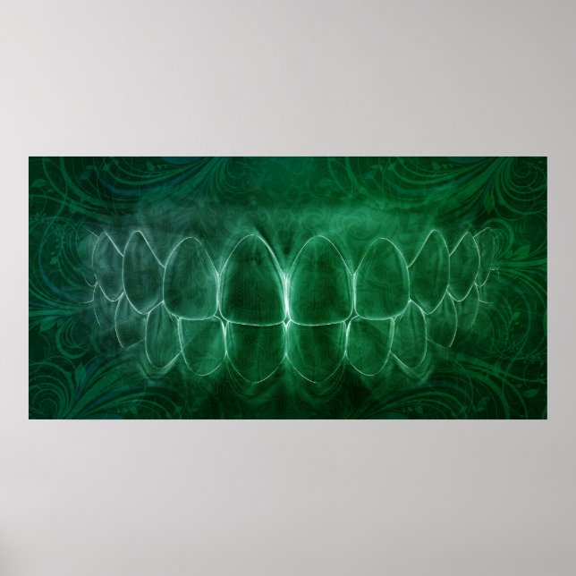 Dente dentada Dentista Ortodontista Poster Verde (Frente)
