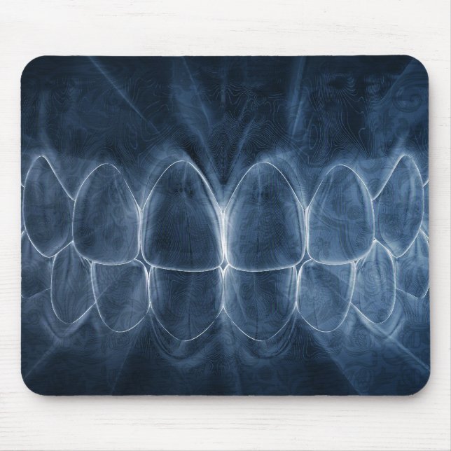 Dentes Azuis Dentista Bite Mousepad (Frente)