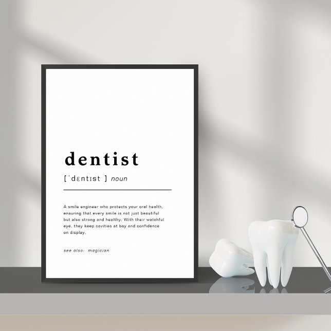 Dentist Definition Wall Impressão de Dentist do De (Dental Office Decor Dentist Definition Wall Print)