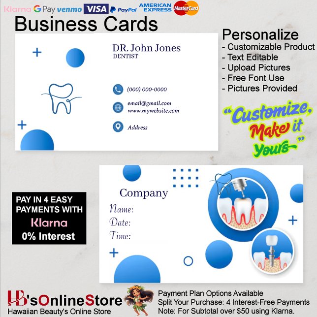 Dentist Teeth Cartões de visitas 46 Pack de 100 (Dentist Teeth Business Cards 46 Pack of 100.
)