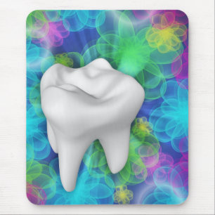 Dentista branco Mousepad do design da flor do