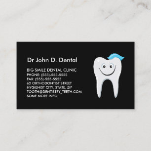 Dentista cartão de visita dentária com dente fel