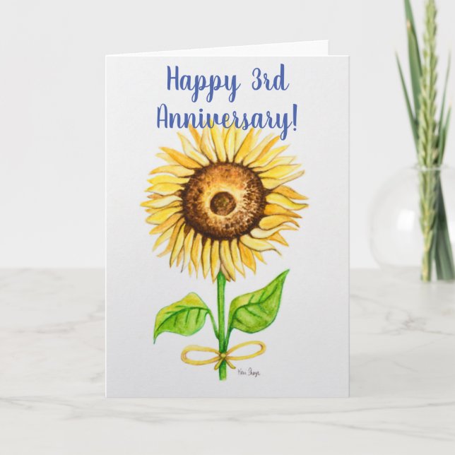 dentro do cartão de saudação do terceiro aniversár (Frente)