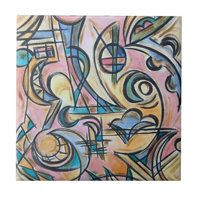 Dentro do Labirinto-Arte Abstrata Pintada à Mão (Frente)