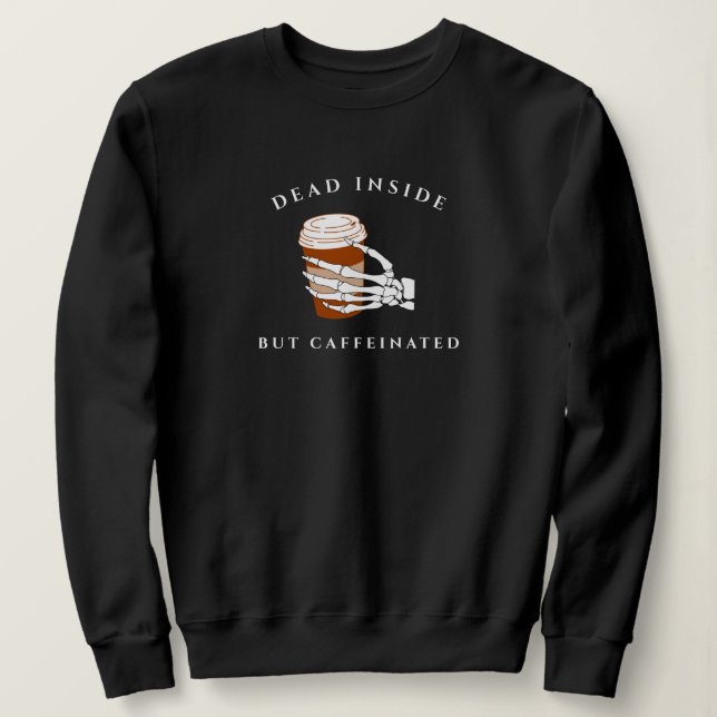 Dentro morto Mas Camiseta de Dia das Bruxas Cafein (Frente do Design)