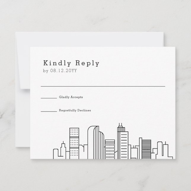 Denver, Colorado Wedding | RSVP Skyline Estilizado (Frente)