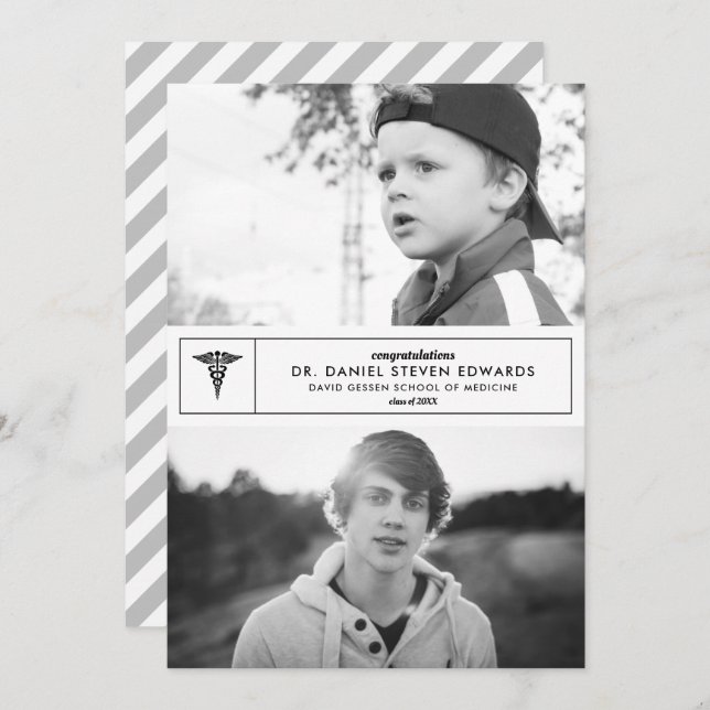 Depois, & Agora 2 Convite Para Graduação De Fotos (Frente/Verso)