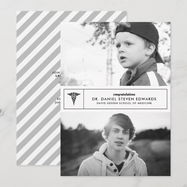 Depois, & Agora 2 Convite Para Graduação De Fotos (Frente/Verso)