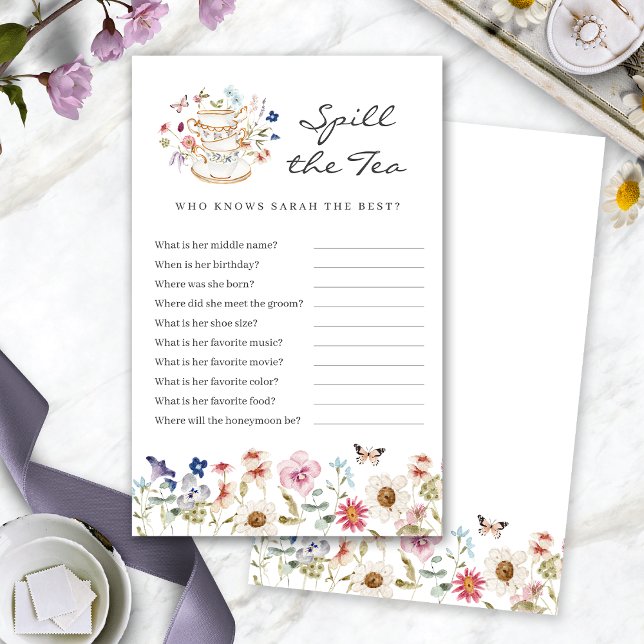 Derramar Bridal O Jogo Do Chá (Bridal Shower Spill The Tea Game by Painted Paperie
)