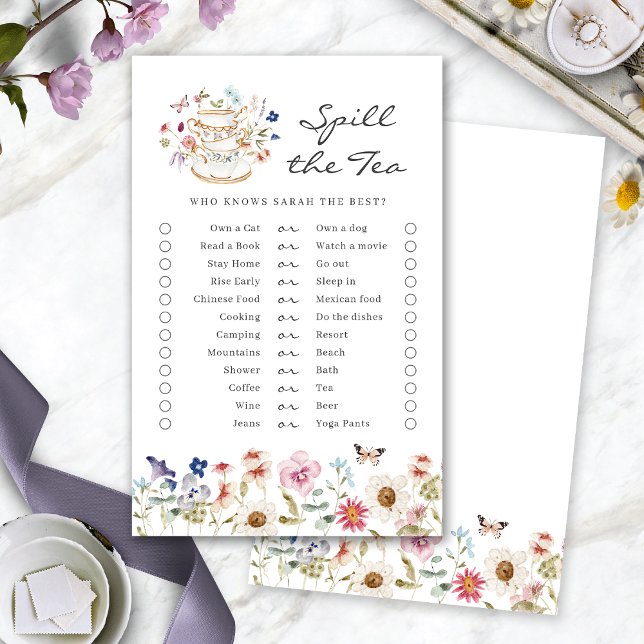 Derramar O Jogo Do Chá de panela Do Chá (Spill The Tea Bridal Shower Game by Painted Paperie
)