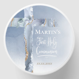Derrame azul agate cruz Primeira Comunhão