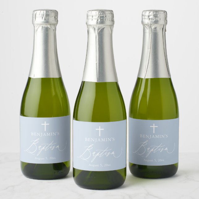 Derrame Blue Boy Baptism Mini Garrafa de Vinho Esp (Garrafas)