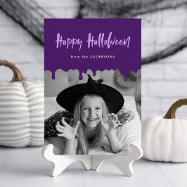 Derrame de Cartão com fotos de Halloween Roxo