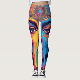 Derreter Leggings de Realidade - Arte Psicodélica 
