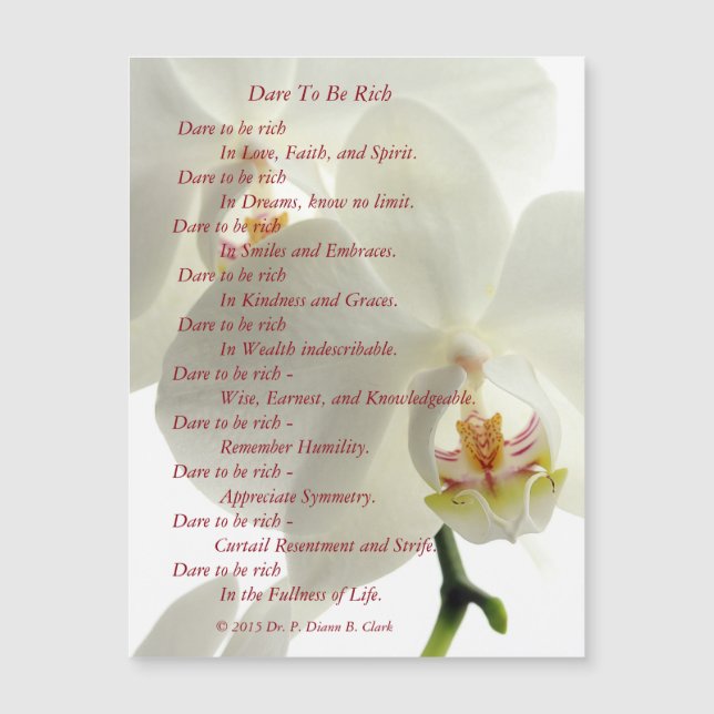 "Desafio a ser" cartão magnético rico (Frente)