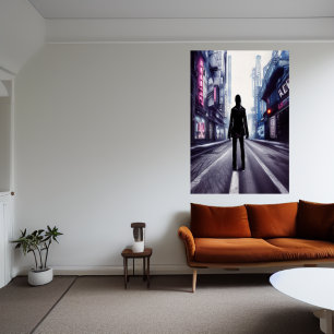 Desça pela rua vazia AI Art Poster