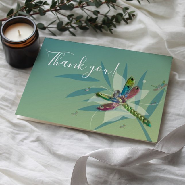 Descansando Dragonfly Casamento Obrigado Cartões (Resting Dragonfly Wedding Thank You Card)