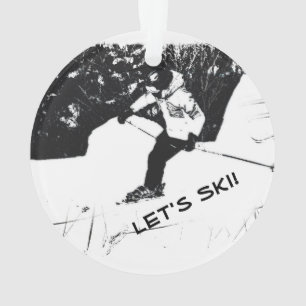 Descida Skier - Esqui Vamos! Ornamento cerâmico