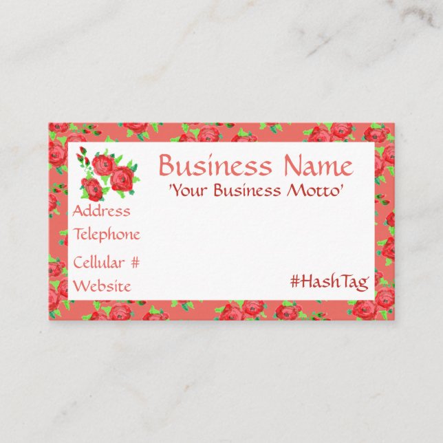 Desconto Bonito Cartão de visita Flor De Coral E Vermelho (Frente)