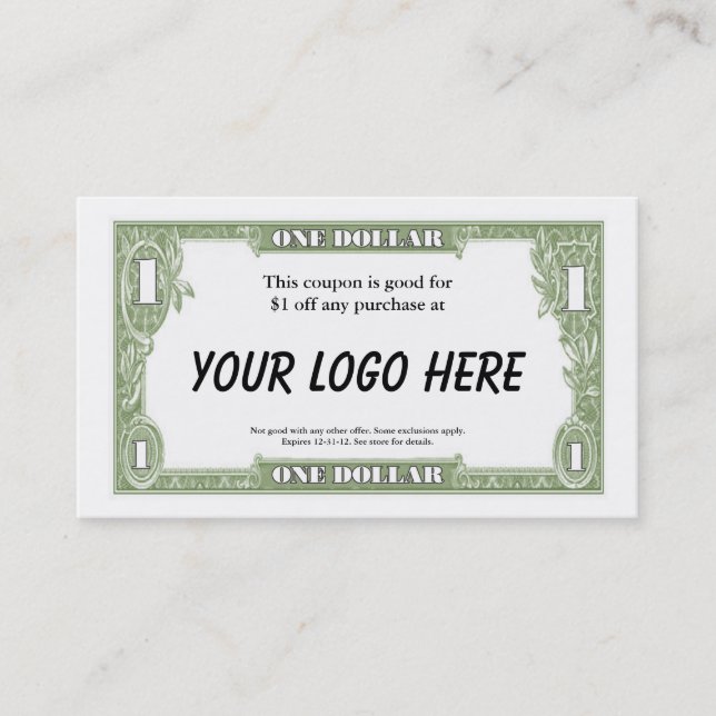 Desconto Cartão de $1 vales (Frente)