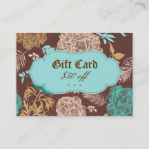 Cartão de presente azul floral de Brown da cerceta