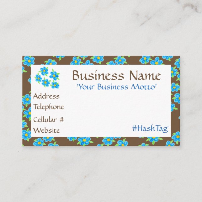 Desconto Cartão de visita Azul bonito Flor (Frente)