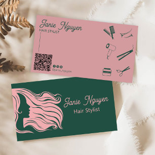 Desconto Cartão de visita de Stylist de Cabelo Rosa Moderno