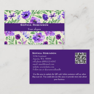 Desconto Cartão de visita Floral de Cor da Água Púrpura e V