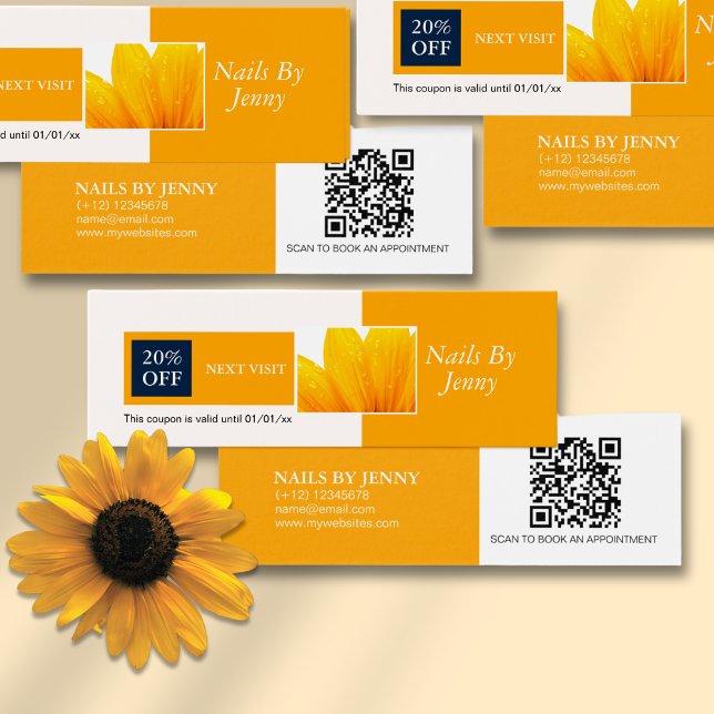 Desconto das Unhas Florais Brancas Laranja Moderna (Criador carregado)