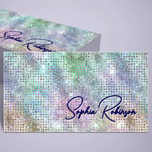 Desconto Luxury Holographic Glitter e Cartão de visita Azul