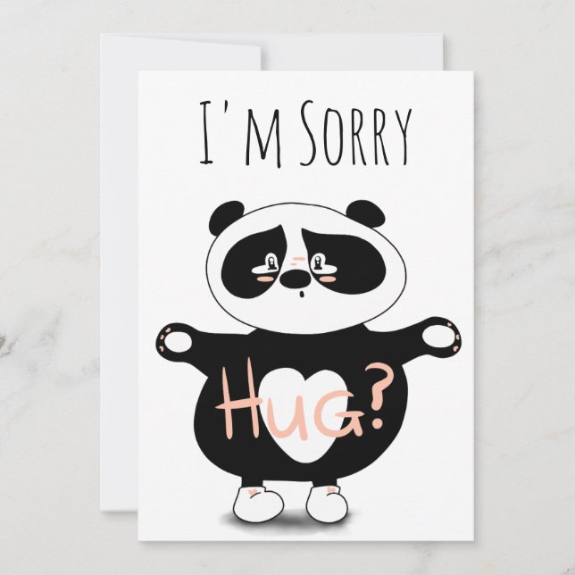 Desculpe Perdão, Cute Panda Bear Hugs Card (Frente)