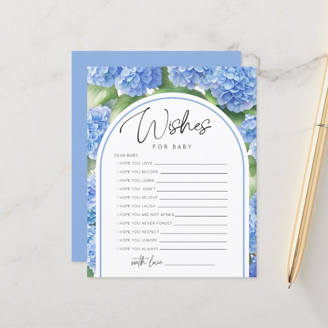 Deseja Hydrangea Azul É um Chá de fraldas Jogos (Frente/Verso In Situ)