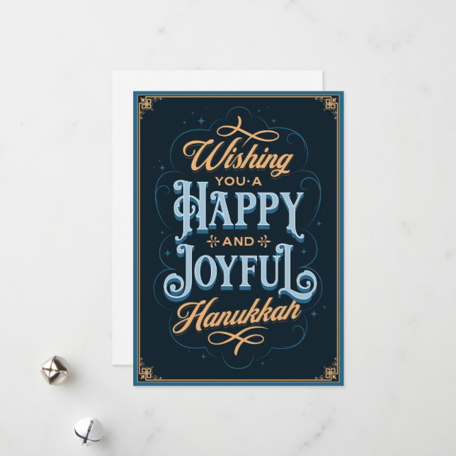 Desejando a você um Cartão Hanukkah feliz e alegre (Frente/Verso In Situ)
