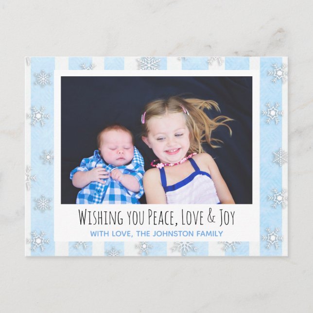 Desejando-lhe paz, amor e alegria Cartão de Natal (Frente)