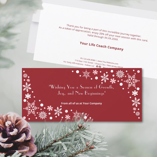 Desejando-lhe uma temporada de crescimento, Joy Fl (Wishing You a Season of Growth, Joy Flat Card, Business Season Greetings, Snowflakes)