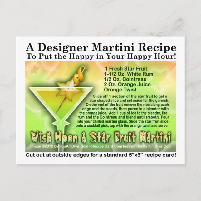 Deseje Com Um Cartão Postal De Receita Martini De  (Frente)